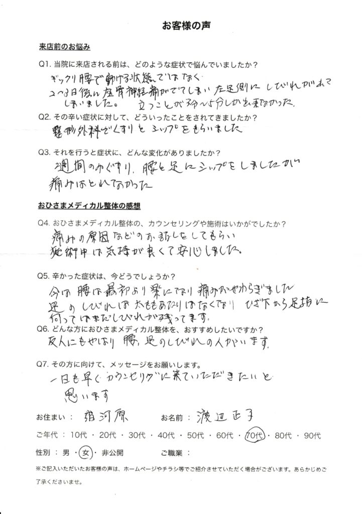 お客様の感想文